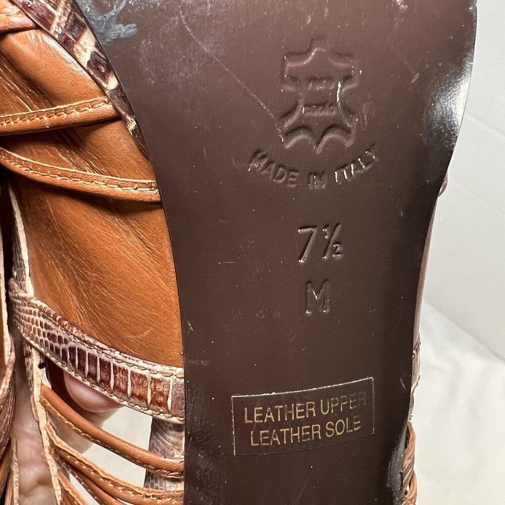Isabella Fiore Heels Size 7.5 Brown Leather Snakeskin Embossed Flower *Altered - Picture 14 of 15